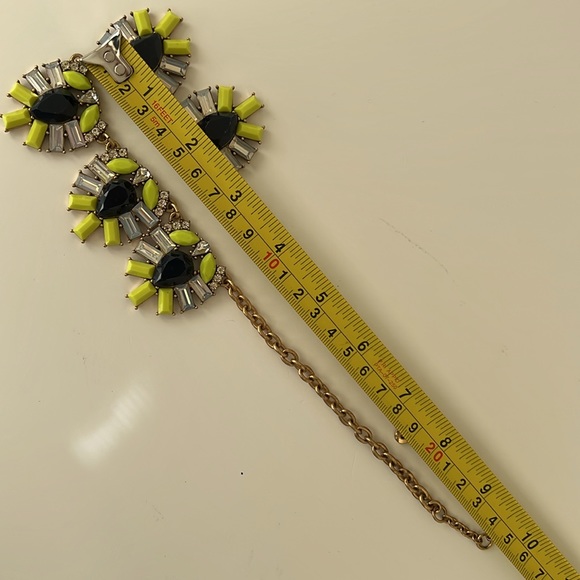 J Crew Rhinestone Statement Necklace Gold Black Vibrant Yellow - Picture 4 of 4